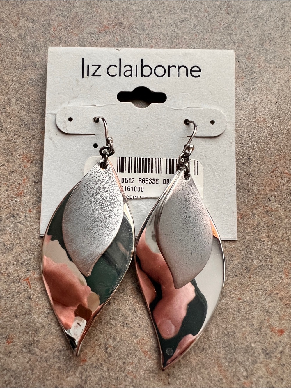 Liz Claiborne Earrings Sterling Silver Ear wires Leaf Shape